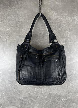 Авантгардная сумка эко кожа черная y2k tote shoulder bag
