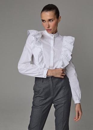 Коттоновая блуза с рюшами zara
