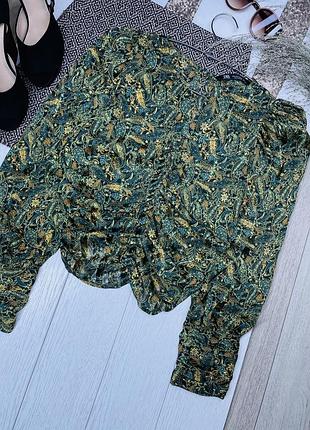 Літня блуза zara s шифонова блуза коротка блискуча блуза напівпрозора блуза з малюнком зара