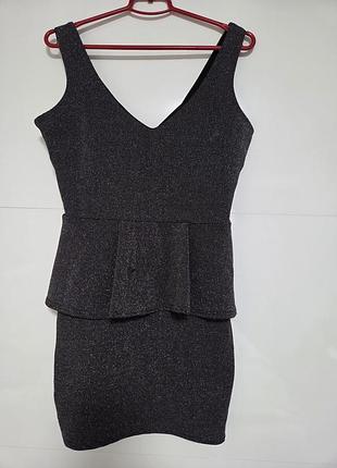 Платье мини с баской люрекс 4