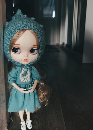 Одяг для ляльки блайз 30 см blythe сукня чепчик
