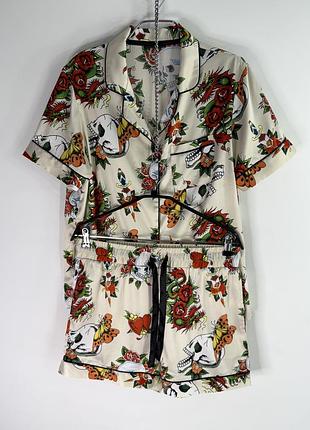 Ed hardy sleepwear printed pijama 2 part set l size