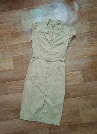 Стильное бежевое платье-сафари с поясом h&amp;m.