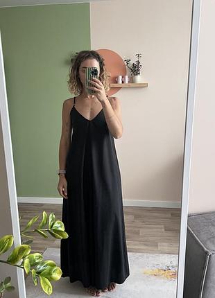 Чорний довгий сарафан zara
