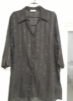 Canda
46/xxxl/54
48/4xl/56(батал)
черная классическая женская блуза с воротником, рукавами 3,/4, застегивается на пуговицы по всей длине 
идеальное состояние
