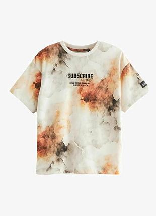 Фірмова крута якісна модна оверсайз oversize футболка трендова бавовняна амбре next некст для хлопчика по бірці 11 років зріст 146 як нова