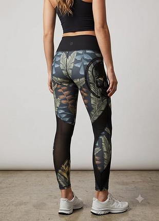 Круті спортивні легінси з сіточкою northern spirit тропічний принт