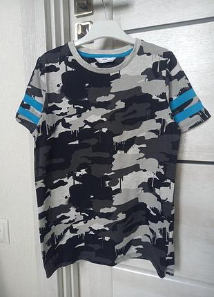 Фирменная крутая качественная модная оверсайз oversize футболка трендовая хлопковая хаки милитари marks &amp; spencer для мальчика 10-11 лет рост 146 как новая