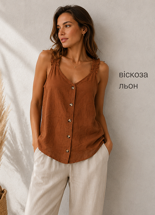 Легкая блуза лен вискрза р.l/xl