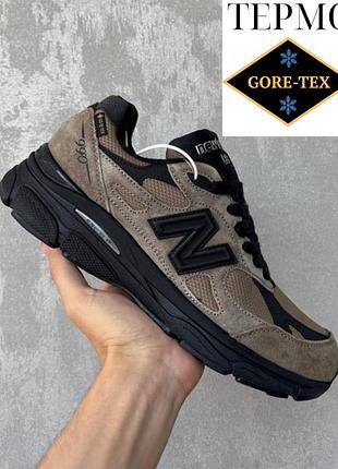 Зимові чоловічі кросівки new balance 990v3 termo brown/black