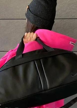 Спортивная кожаная фитнес сумка nike, сумка женская в спортзал найк