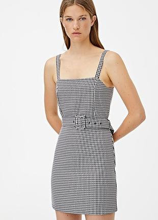 Платье в клетку сарафан pull &amp; bear с поясом (в наличии до 28 июля )