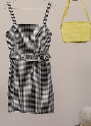Платье в клетку сарафан pull &amp; bear с поясом (в наличии до 28 июля )