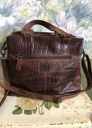 Кожаная сумка leather design (ld) / натуральная кожа, тиснение под крокодила, винтаж