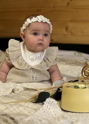 Сукня, платтячко 3-6 м, красива тканина льон, у вишитому стилі