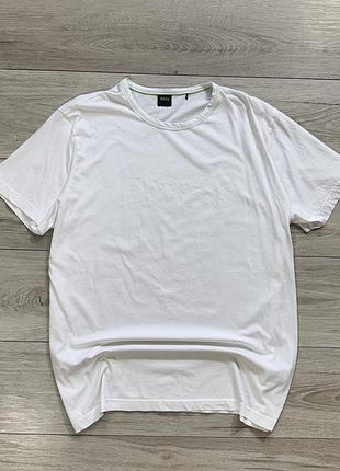 Белая премиум футболка хуго бос hugo boss big logo luxury, факт xl, оригинал