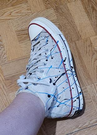 Кеды высокие converse унисекс светло-серые с принтом размер 40