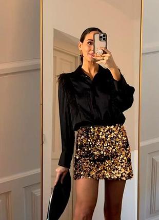 🖤юбка мини с пайетками женская zara🖤