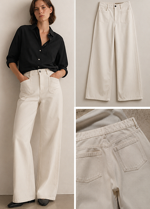 Жіночі джинси mango mng wide leg молочного кольору