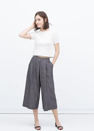 Брюки кюлоти зі змішаного льону zara р.m