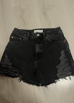 Шорти жіночі джинсові topshop з рваностями чорні s / 36⁠