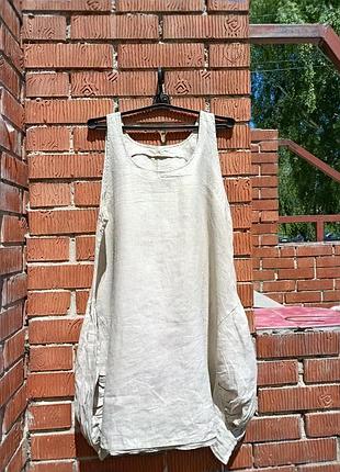 ​лен! стильный льняной сарафан / платье-туника бохо (l–xl / 48–50)
