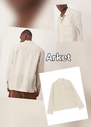 Лляна сорочка-куртка arket (overshirt) з 100% тонкого льону, екрю
