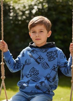 Синя толстовка худі minecraft george на хлопчика 8-9 років