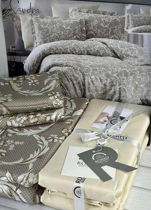 Sandra сатиновое постельное белье. евро размер. romeo home турция.