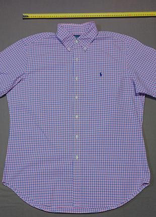 Комір 42 см  ralph lauren картата  теніска  сорочка  з коротким рукавом   size l     100% cotton classic fit