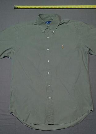 Комір 38 см  ralph lauren хакі теніска  сорочка  з коротким рукавом   size s    100% cotton blake