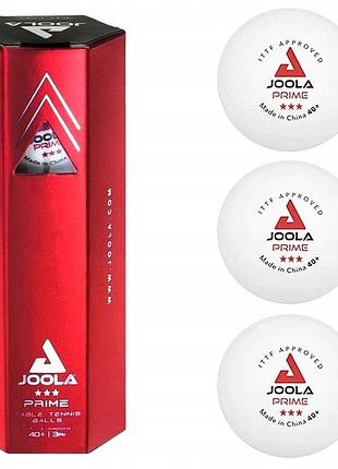 М'ячі для настільного тенісу (3 шт) joola prime 3* 40+ ittf, white
