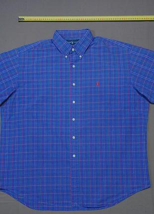 Комір 43 см   ralph lauren картата  теніска  сорочка  з коротким рукавом   size xl   blake 100% two-ply cotton