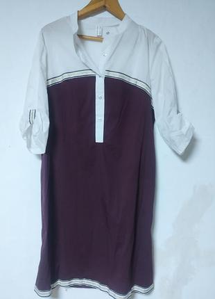 Повсякденна двоколірна сукня-сорочка / туніка батал (р. 2xl-3xl)