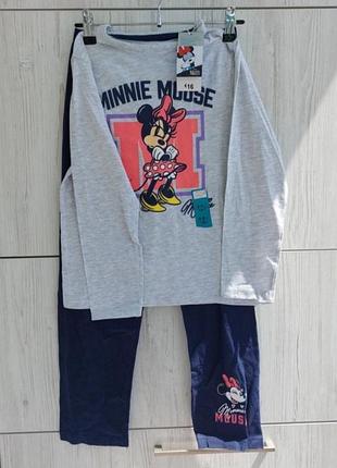 Брендовая хлопковая пижама из минни disney для девочки 7-8р