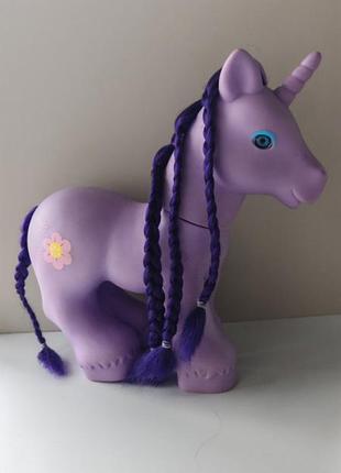 Chad valley plastic princess unicorn - 25 cm high - purple - великий единоріг, лавандового кольору