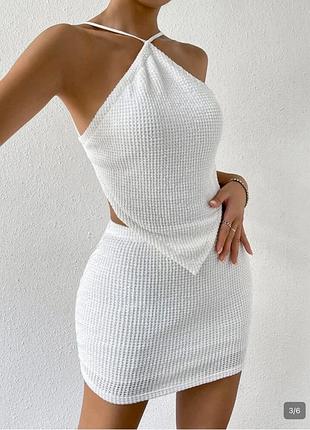 Білий літній костюм з відкритою спиною  shein