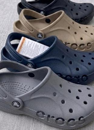 Мужские шлепаные сабо crocs baya classic синие,серые, кайот,черные