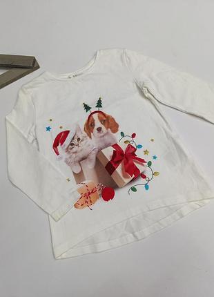Кофта для дівчинки h&m з новорічним малюнком 98 -104 см