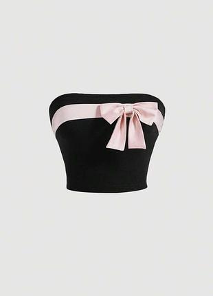 Черный топ бандо с розовым бантиком🎀
coquette