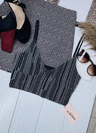 Новий літній топ shein xs s короткий топ святковий блискучий топ з люрексом
