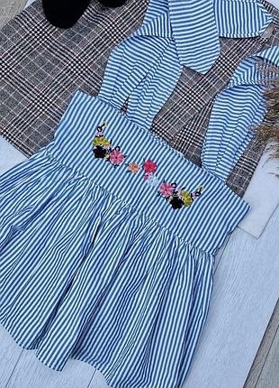 Літній топ zara s смугастий топ бавовняний пишний топ з вишивкою вишитий топ зара