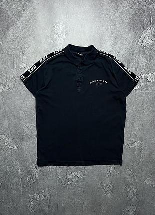 Vintage винтажная футболка поло diesel дизель big logo lampas на лампасах y2k size m размер м