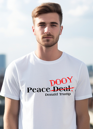 Футболка мужская с оригинальным принтом надписью "peace deal push it