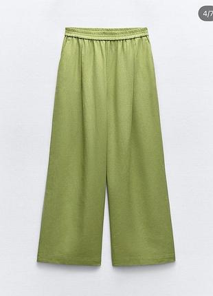 Zara широкі штани льон xs 3108/709