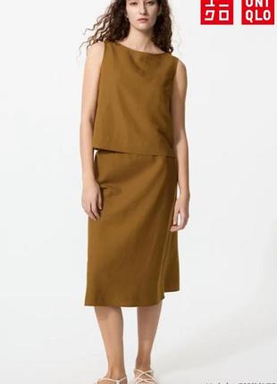 Спідниця міді з лляної суміші uniqlo