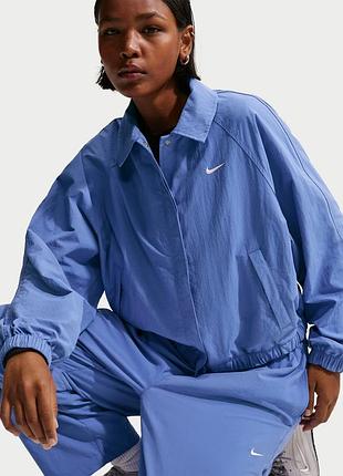 Nike sportswear женские трендовые баллоновые голубые космические тканые брюки свободного кроя с высокой посадкой