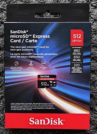 Карта памʼяті sandisk microsd express microsdxc 512 gb топ швидкісна 880 мб/с