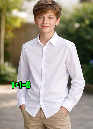 😉1+1=3** біла базова сорочка marks&spencer на хлопчика 14 - 15 років