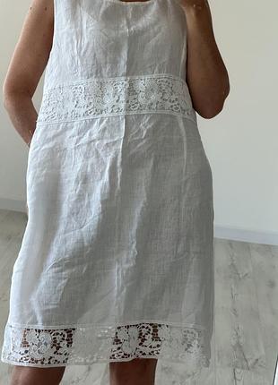 Сукня з льону та мереживом zara лляна сукня